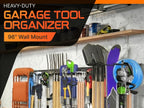 "48 Garage Tool Organizer Wall Mount - Heavy Duty 520lbs Metal Storage Rack, Easy Install Adjustable Hooks for Garden Tools Brooms