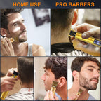 for Mens Cordless   T-Blade Trimmer Professional Haircut & Grooming Kit Rechargeable Clippers Hair Trimmer Shaver Cutting Kit with LCD Display (Gold)