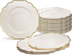 " OCCASIONS " 120 Plates Pack, Heavyweight Disposable Wedding Party Plastic Plates (6.5'' Cake/Dessert Plate, Imperial White/Blue & Silver)