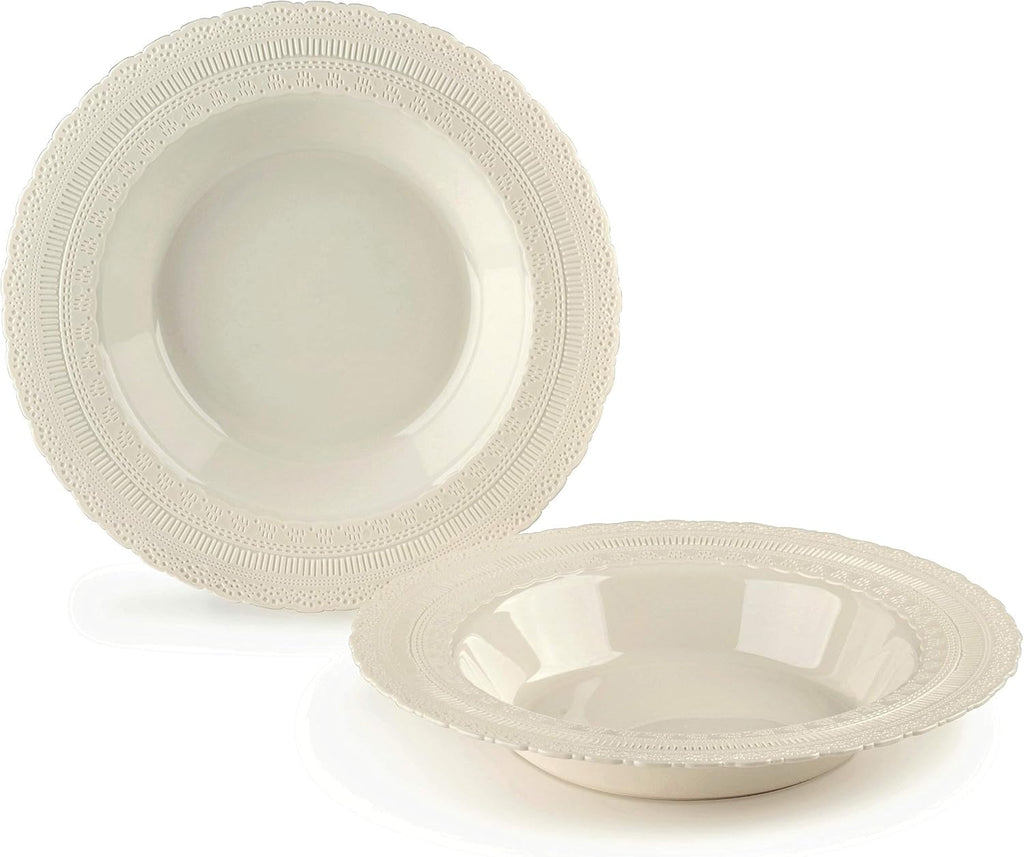 " OCCASIONS " 120 Plates Pack, Extra Heavyweight Disposable Vintage Wedding Party Plastic Plates (11'' Dinner Plate, Chateau in Blue)