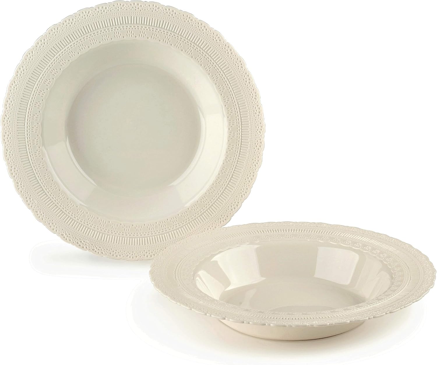 " OCCASIONS " 120 Plates Pack, Extra Heavyweight Disposable Vintage Wedding Party Plastic Plates (11'' Dinner Plate, Chateau in Blue)