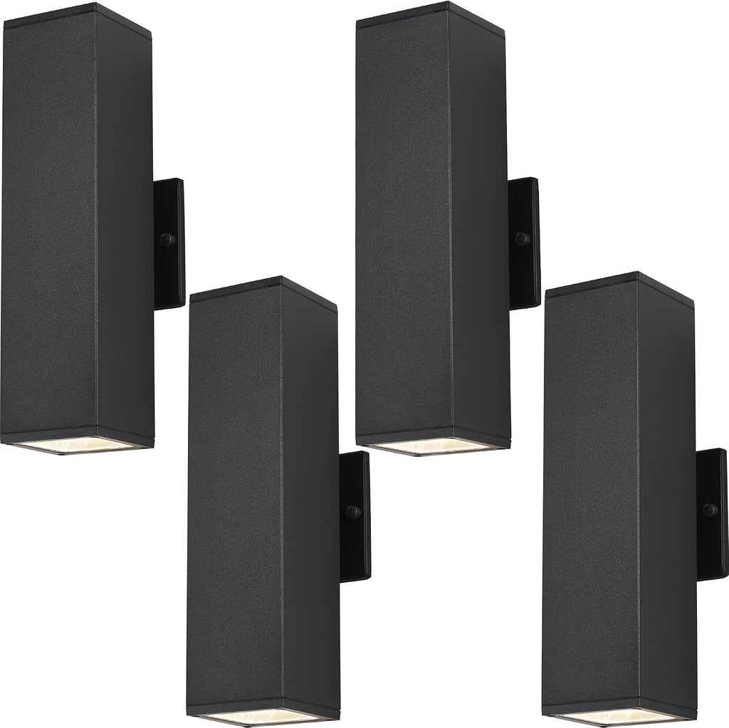 Outdoor Light Fixture,Black Outdoor Porch Light,Up and Down Modern Exterior Wall Light for for Front Door,Patio,Garage Include 4 * 7W Warm White LED Bulbs,Waterproof,Aluminum,2Packs