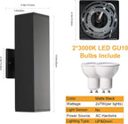 Outdoor Light Fixture,Black Outdoor Porch Light,Up and Down Modern Exterior Wall Light for for Front Door,Patio,Garage Include 4 * 7W Warm White LED Bulbs,Waterproof,Aluminum,2Packs