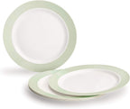" OCCASIONS " 120 Plates Pack, Disposable Wedding Party Plastic Plates (7.5'' Appetizer/Dessert Plate, Rio in White & Pearled Green)