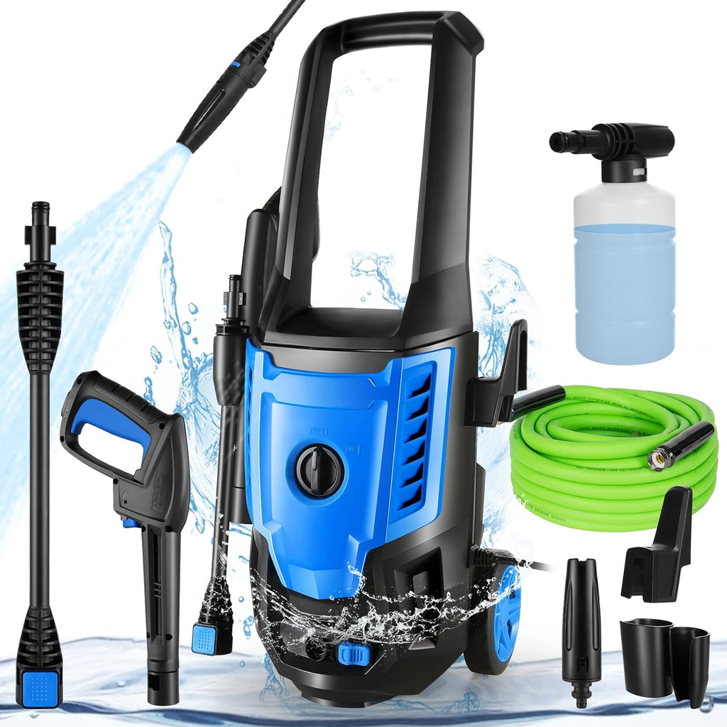 , .5 18 High Power Washer with 4 Nozzles, Soap Bottle for Cleaning Car/Driveway/Patio (Blue), SY529285