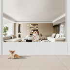 120 inch Retractable Baby Gates 34 inch Tall, Retractable Gate with Reinforced Strip Design to Prevent Crawling Through, 10 FT Extra Wide Retractable Dog Gate for Indoor/Outdoor