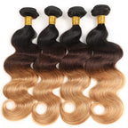 Ombre Human Hair Bundles with Closure 100% Unprocessed Virgin Brazilian Human Hair Body Wave 4 Bundles with 4x4 Lace Closure Free Part (10 10 10 10+10#T1B/4/27)