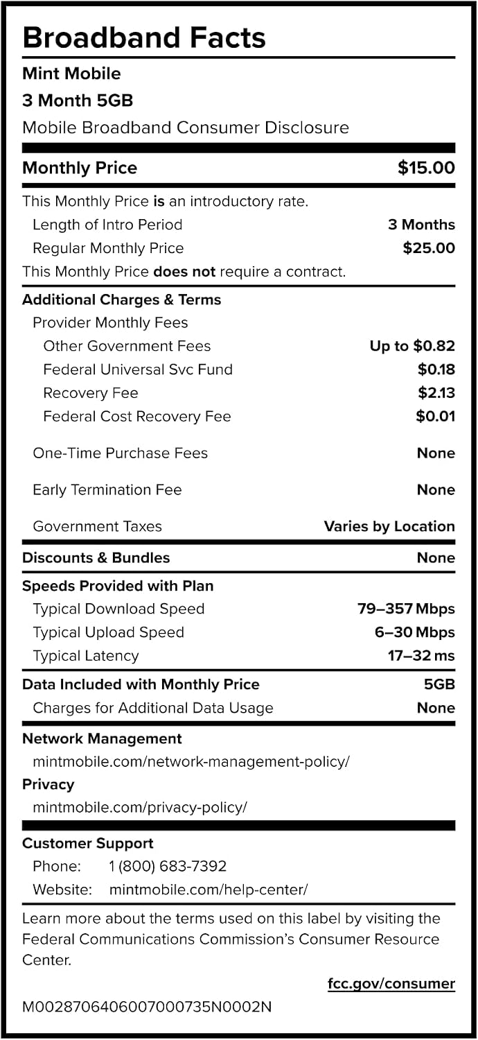 $15/mo. Mint Mobile Phone Plan with 5GB of 5G-4G LTE Data + Unlimited Talk & Text for 3 Months (3-in-1 SIM Card)