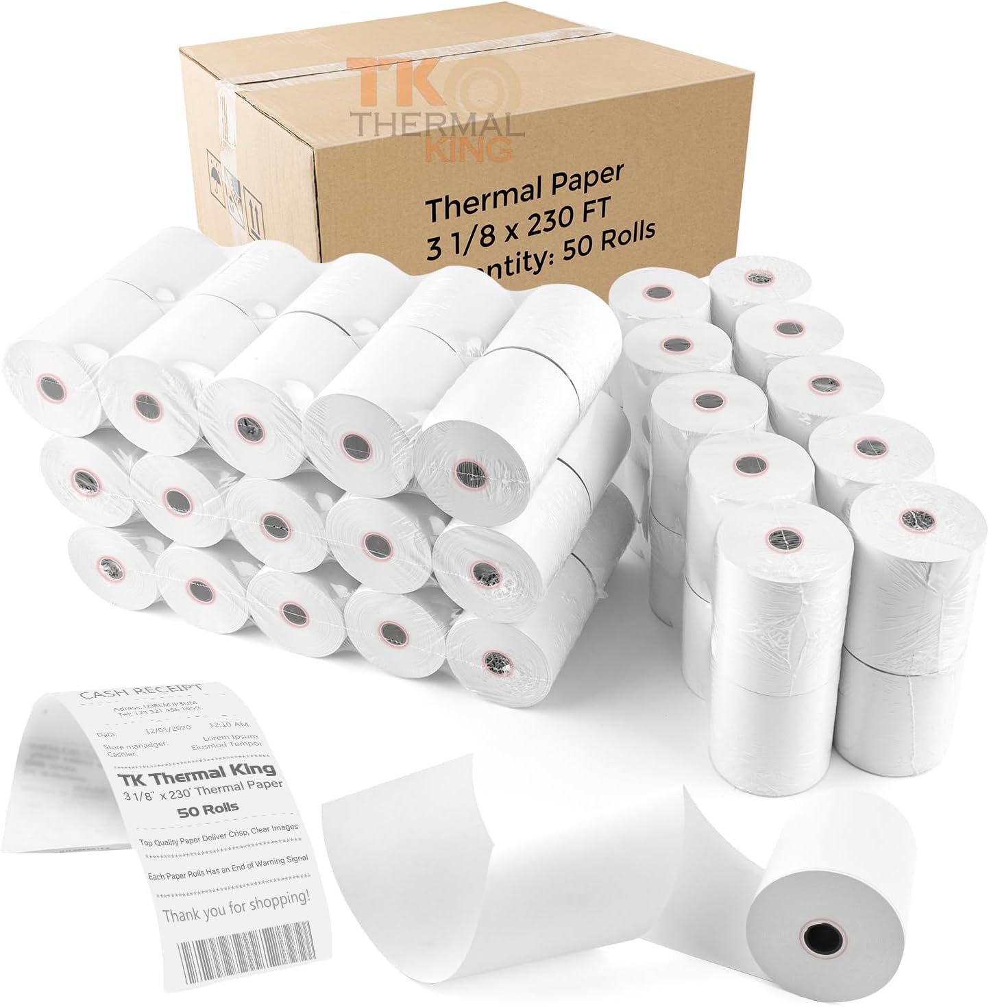 (100 Rolls) 2 1/4" x 50' Thermal Paper, POS Receipt Paper for Retail Business Cash Register, Fits All Credit Card Terminal