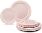 " OCCASIONS " 100 Plates Pack,(50 Guests) Vintage Wedding Party Disposable Plastic Plates Set -50x10.25'' Dinner + 50x7.5'' Salad/Dessert Plate (Portofino in plain Ivory)