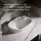 "KOHLER 31705-1-0 Chalice 22-3/4"" Oval Vessel Bathroom Vanity Sink Basin with Single Faucet Deck Hole, Bathroom Sinks Above Counter, White "