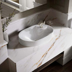 "KOHLER 31705-1-0 Chalice 22-3/4"" Oval Vessel Bathroom Vanity Sink Basin with Single Faucet Deck Hole, Bathroom Sinks Above Counter, White "