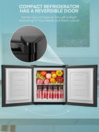 1.1 Cu.Ft Mini Freezer with Reversible Door, Ultra Quiet (43dB) Safe for Bedroom & Dorm, Countertop Size with Adjustable Temperature Control, Removable Shelf