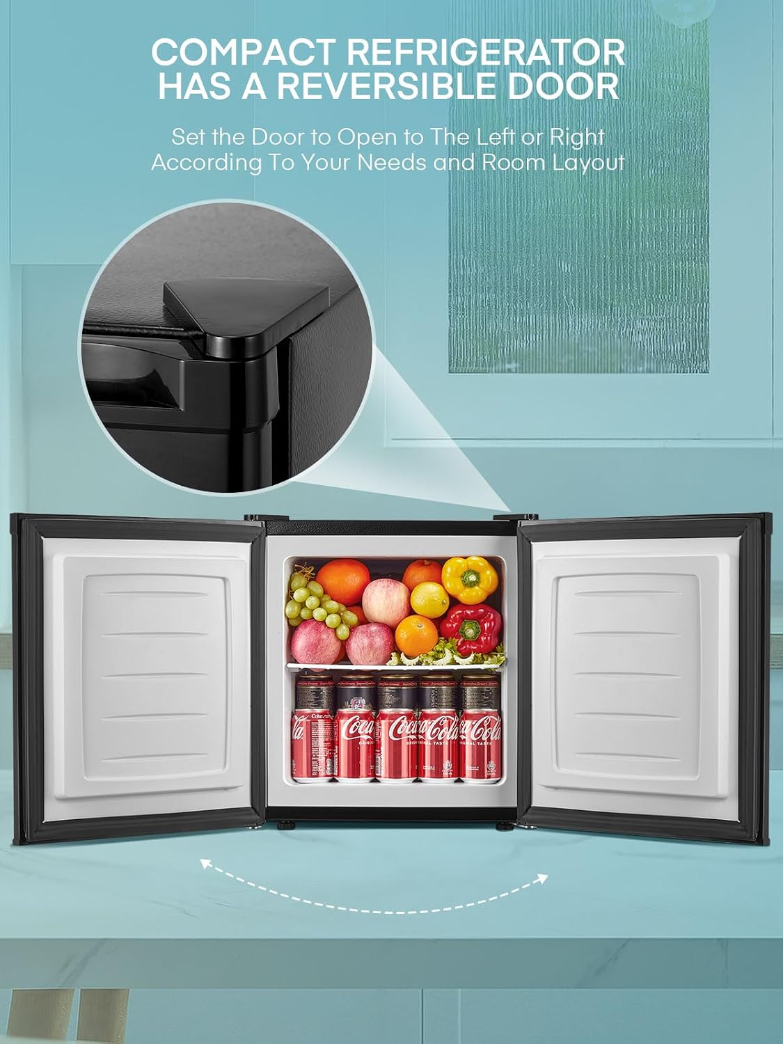 1.1 Cu.Ft Mini Freezer with Reversible Door, Ultra Quiet (43dB) Safe for Bedroom & Dorm, Countertop Size with Adjustable Temperature Control, Removable Shelf