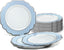 " OCCASIONS " 120 Plates Pack, Heavyweight Disposable Wedding Party Plastic Plates (6.5'' Cake/Dessert Plate, Imperial White/Blue & Silver)