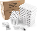 (100 Rolls) 2 1/4" x 50' Thermal Paper, POS Receipt Paper for Retail Business Cash Register, Fits All Credit Card Terminal