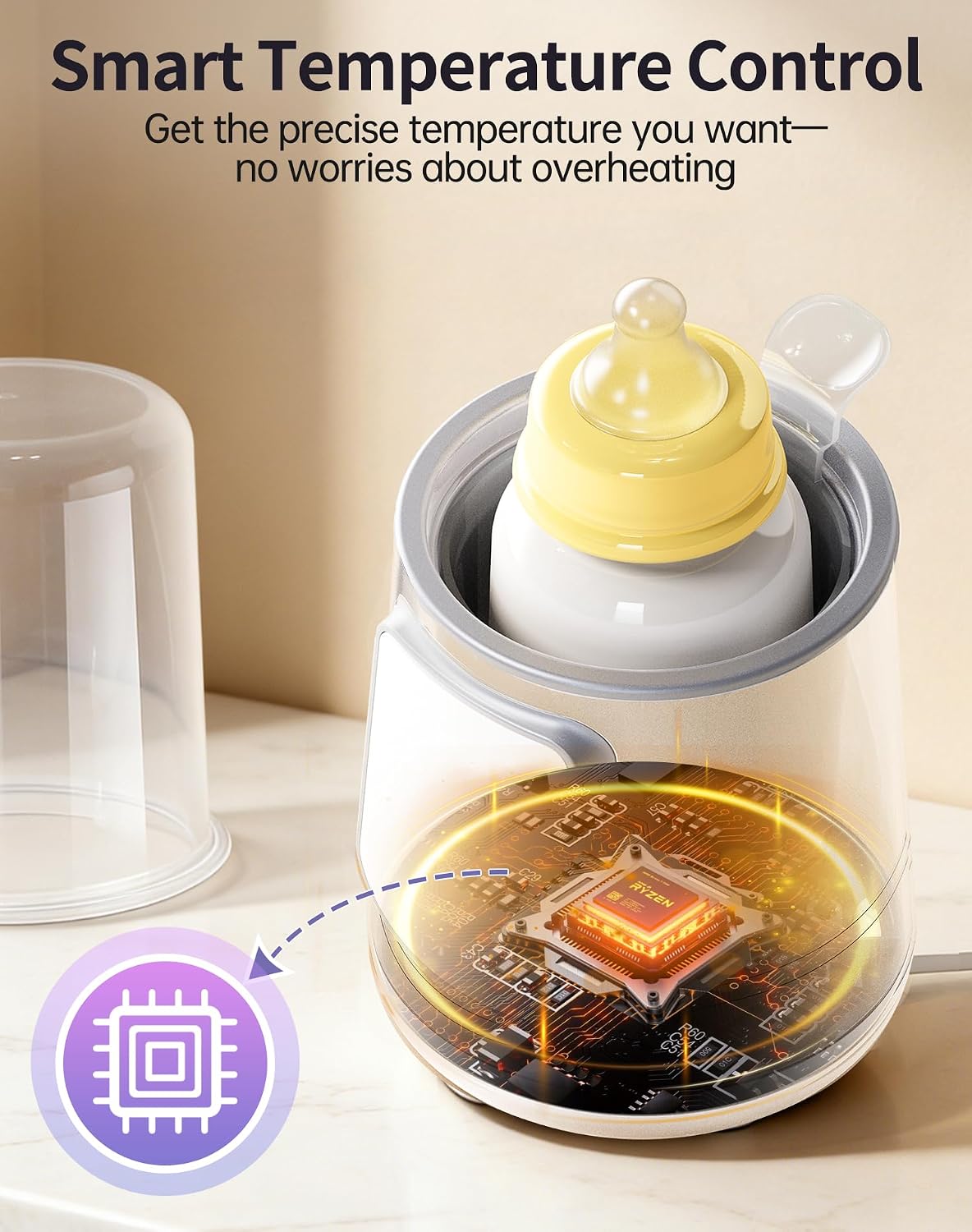12 in 1 Fast Baby Bottle Warmer with Even Heating No Hot Spots, Night Mode, Sterili-zing, Constant Temp Milk Warmer for Breastmilk & Formula, Fits All Bottles Grey