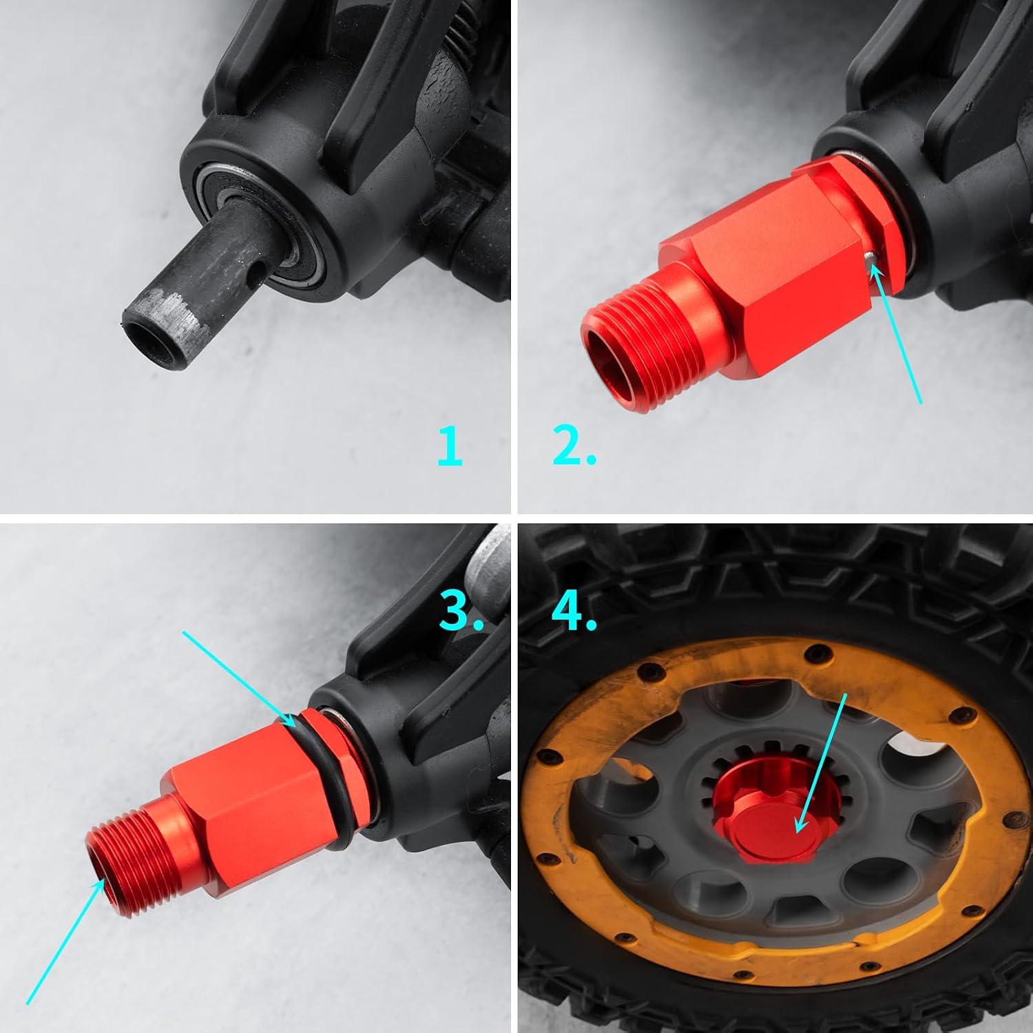 +50MM Wheel Hex Hubs Adapters for 1/5 LOSI DBXL 2.0 RC Car Truck Upgrade Parts (Red)