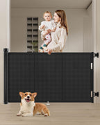 120 inch Retractable Baby Gates 34 inch Tall, Retractable Gate with Reinforced Strip Design to Prevent Crawling Through, 10 FT Extra Wide Retractable Dog Gate for Indoor/Outdoor