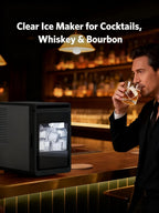 1.6" Crystal Clear Ice Maker Countertop-Produces 9 Clear Cubic Ice per Hour, 24H Timer, Self-Cleaning Countertop Ice Cube Maker with 5 Ice Cube Sizes for Whiskey & Cocktails, ETL Listed