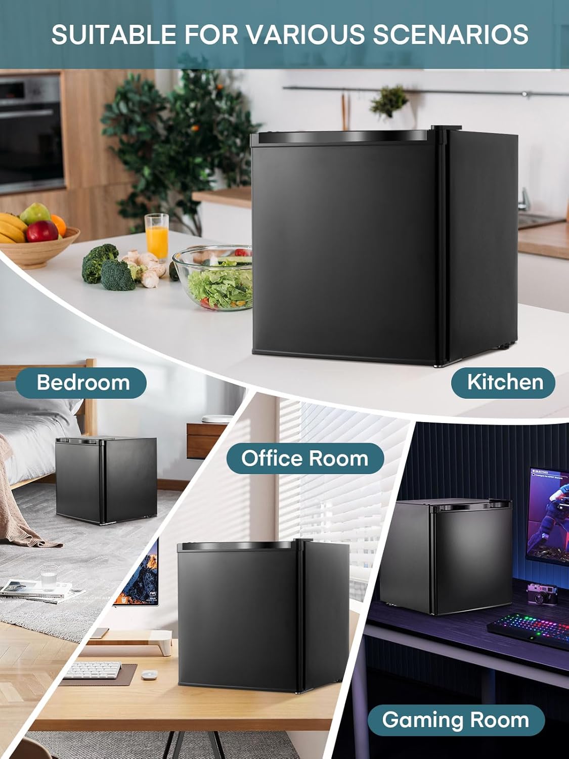 1.1 Cu.Ft Mini Freezer with Reversible Door, Ultra Quiet (43dB) Safe for Bedroom & Dorm, Countertop Size with Adjustable Temperature Control, Removable Shelf