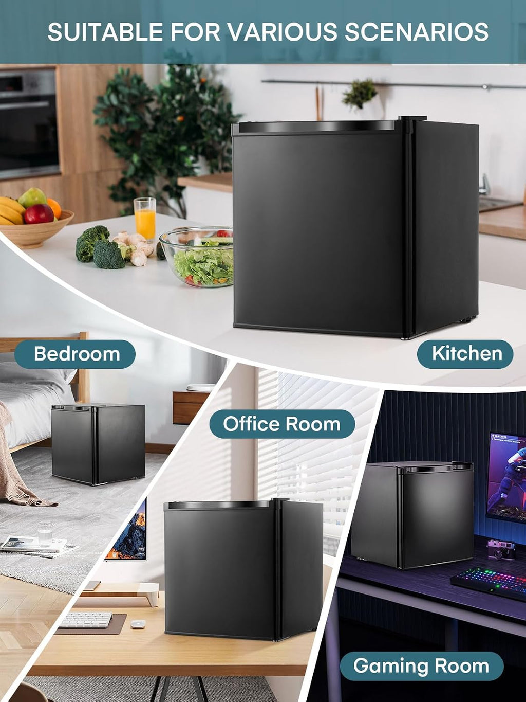 1.1 Cu.Ft Mini Freezer, Compact Countertop Freezer with Reversible Door and 7 Adjustable Temperature, Removable Wire Shelf for Home/Dorms/Apartment/Office, New Black