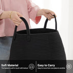 105L Extra Large Laundry Hamper Basket by Fiona's magic, Woven Tall Clothes Hamper for Storage Blanket, Toys and Dirty Cothes in Bedroom and Living Room Organizer, Brown & Black