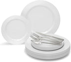 " OCCASIONS " 120 Plates Pack,(60 Guests) Heavyweight Premium Wedding Party Disposable Plastic Plates Set -60 x 10.5'' Dinner + 60 x 7.5'' Salad/Dessert (Plain Clear)