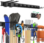 "48 Garage Tool Organizer Wall Mount - Heavy Duty 520lbs Metal Storage Rack, Easy Install Adjustable Hooks for Garden Tools Brooms