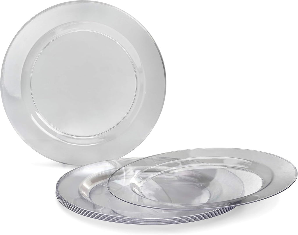 " OCCASIONS " 120 Plates Pack,(60 Guests) Heavyweight Premium Wedding Party Disposable Plastic Plates Set -60 x 10.5'' Dinner + 60 x 7.5'' Salad/Dessert (Plain Clear)