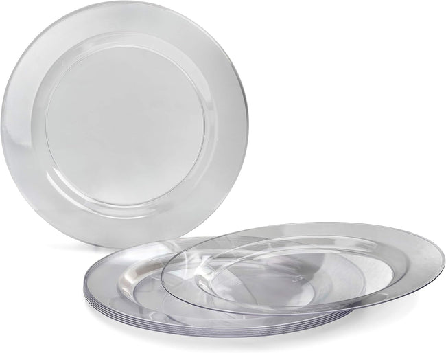 " OCCASIONS " 120 Plates Pack,(60 Guests) Heavyweight Premium Wedding Party Disposable Plastic Plates Set -60 x 10.5'' Dinner + 60 x 7.5'' Salad/Dessert (Plain Clear) Main Image