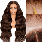 Blended Hair 28 Inch Highlight Ombre Lace Front Wig Wear and Go Glueless Wig 1B/30 Body Wave Wig Bio-Hybrid Memory Core™ Premium Fiber/Human Hair 220% Density