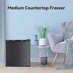 1.1 Cu.ft Small Upright Freezer, Mini Freezer with Removable Shelves, Adjustable Thermostat, Reversible Door Hinge, Quiet for Home/Dorm/Office/Kitchen, Black