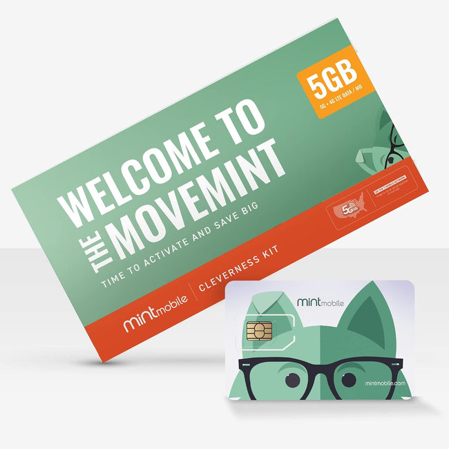 $15/mo. Mint Mobile Phone Plan with 5GB of 5G-4G LTE Data + Unlimited Talk & Text for 3 Months (3-in-1 SIM Card) Main Image