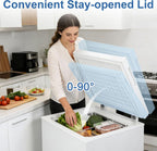1.8 Cu.Ft Chest Freezer with 7 Temperature Settings, Quiet Compact Deep Freezer with Removable Basket, Mini Freestanding Freezer for Apartment, Kitchen, RV, Office, Restaurant