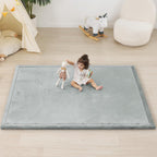 1.5" Thick Baby Play Mat for Floor Tummy Time, Large Pro Soft Foam Activity Playmats Playroom, Easy Care with Non-Slip Safe for Infant Toddler Kids Crawling79 x 118" (Light Grey)