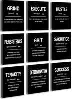 Inspirational Office Wall Art Motivational Wall Decor  12” x16” Quotes Wall Art for Living Room - Encouraging Canvas Posters for Bedroom - Sayings for Wall Decor - Set of 6 PCS Framed