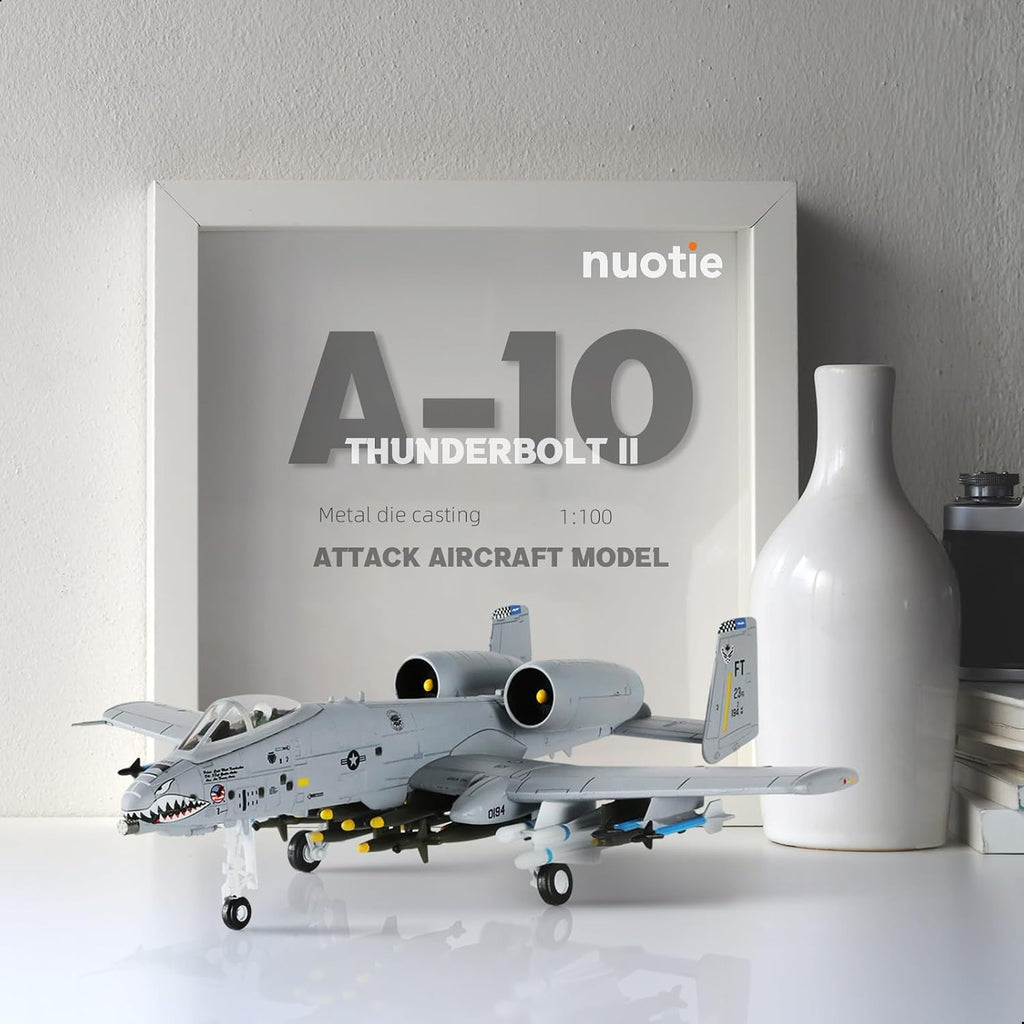 1/100 A-10 Thunderbolt II (Warthog) Attack Pre-Build Diecast Metal Aircraft Model Kits VX-23 Replica Military Plane for Display Collection or Gift