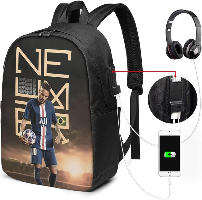 #10 Neymar Adult Backpacks Bag Laptop Bag Bookbag Usb Backpack 17 Inch For Daily Main Image