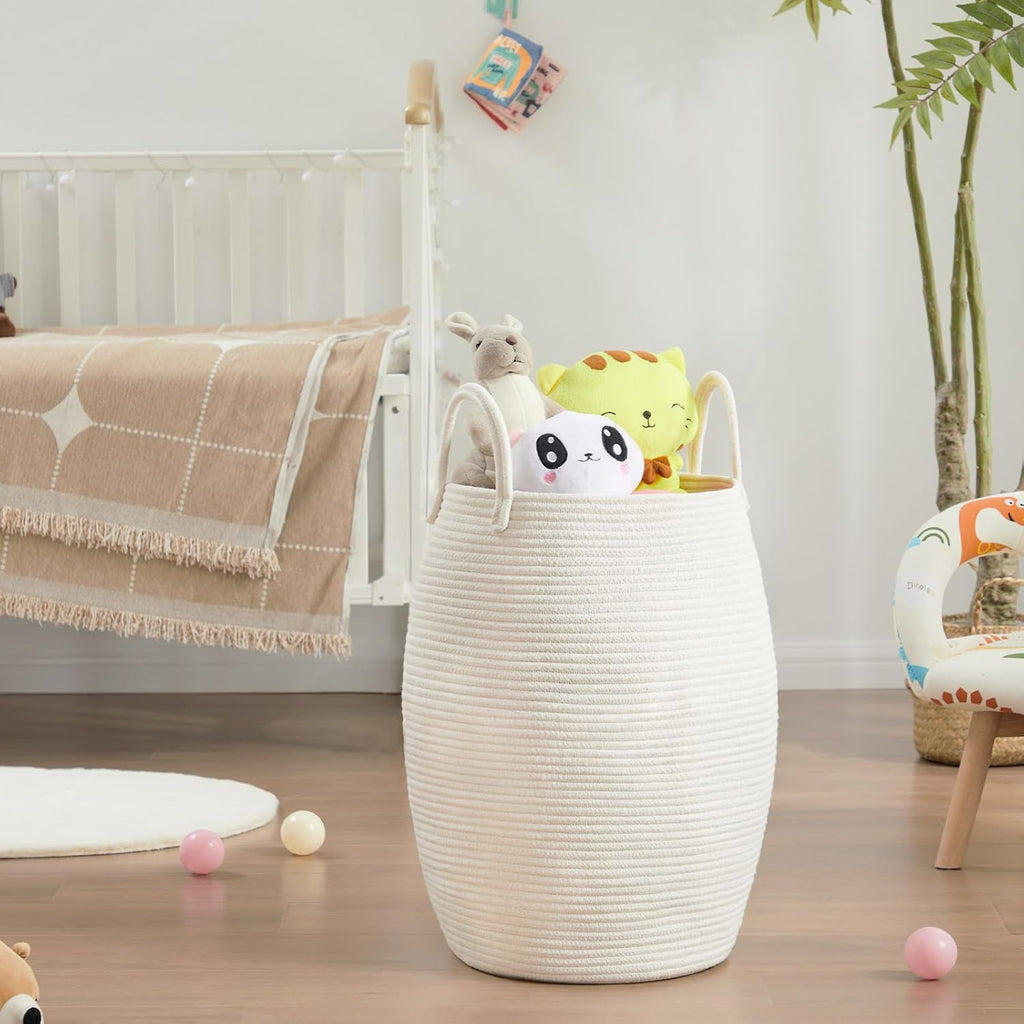 105L Extra Large Laundry Hamper Basket by Fiona's magic, Woven Tall Clothes Hamper for Storage Blanket, Toys and Dirty Cothes in Bedroom and Living Room Organizer, Brown & Black