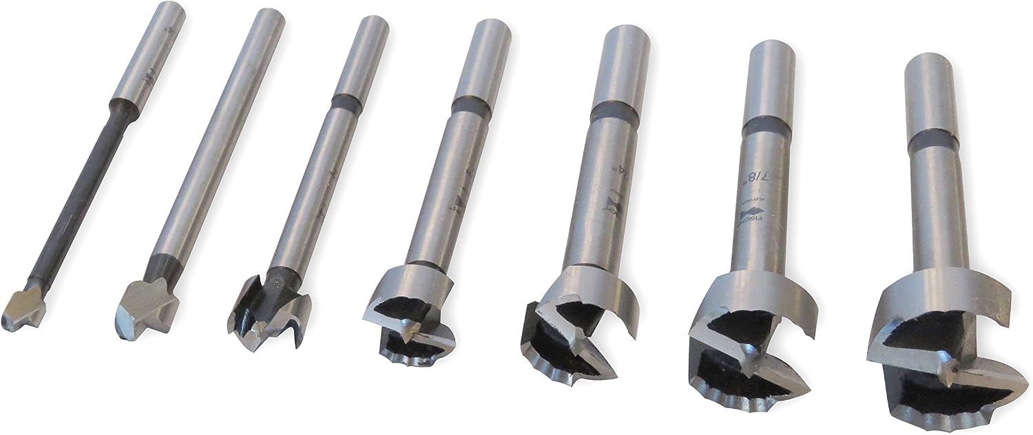 "FISCH Wave Cutter Forstner Bit Set, 7-Piece – Precision Drill Bits for Woodworking, Splinter-Free Cutting, Incl. 1/4" to 1" Diameter FSA-280323(7 Pcs. Set Inc. (1/4" - 1") in Blister Pack) "