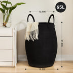 105L Extra Large Laundry Hamper Basket by Fiona's magic, Woven Tall Clothes Hamper for Storage Blanket, Toys and Dirty Cothes in Bedroom and Living Room Organizer, Brown & Black