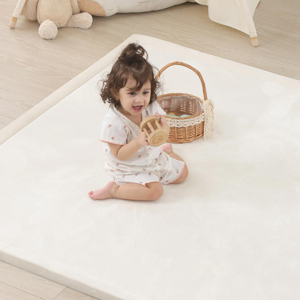 1.5" Thick Baby Play Mat for Floor Tummy Time, Large Pro Soft Foam Activity Playmats Playroom, Easy Care with Non-Slip Safe for Infant Toddler Kids Crawling79 x 118" (Light Grey)
