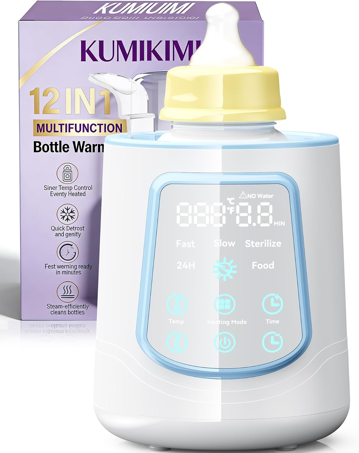12 in 1 Fast Baby Bottle Warmer with Even Heating No Hot Spots, Night Mode, Sterili-zing, Constant Temp Milk Warmer for Breastmilk & Formula, Fits All Bottles Grey