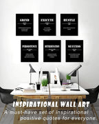 Inspirational Office Wall Art Motivational Wall Decor  12” x16” Quotes Wall Art for Living Room - Encouraging Canvas Posters for Bedroom - Sayings for Wall Decor - Set of 6 PCS Framed