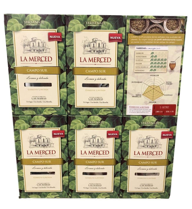 (6 PACK) Yerba Mate La Merced "Campo Sur" 1.1Lb. 500gr. each. W/stems. Main Image