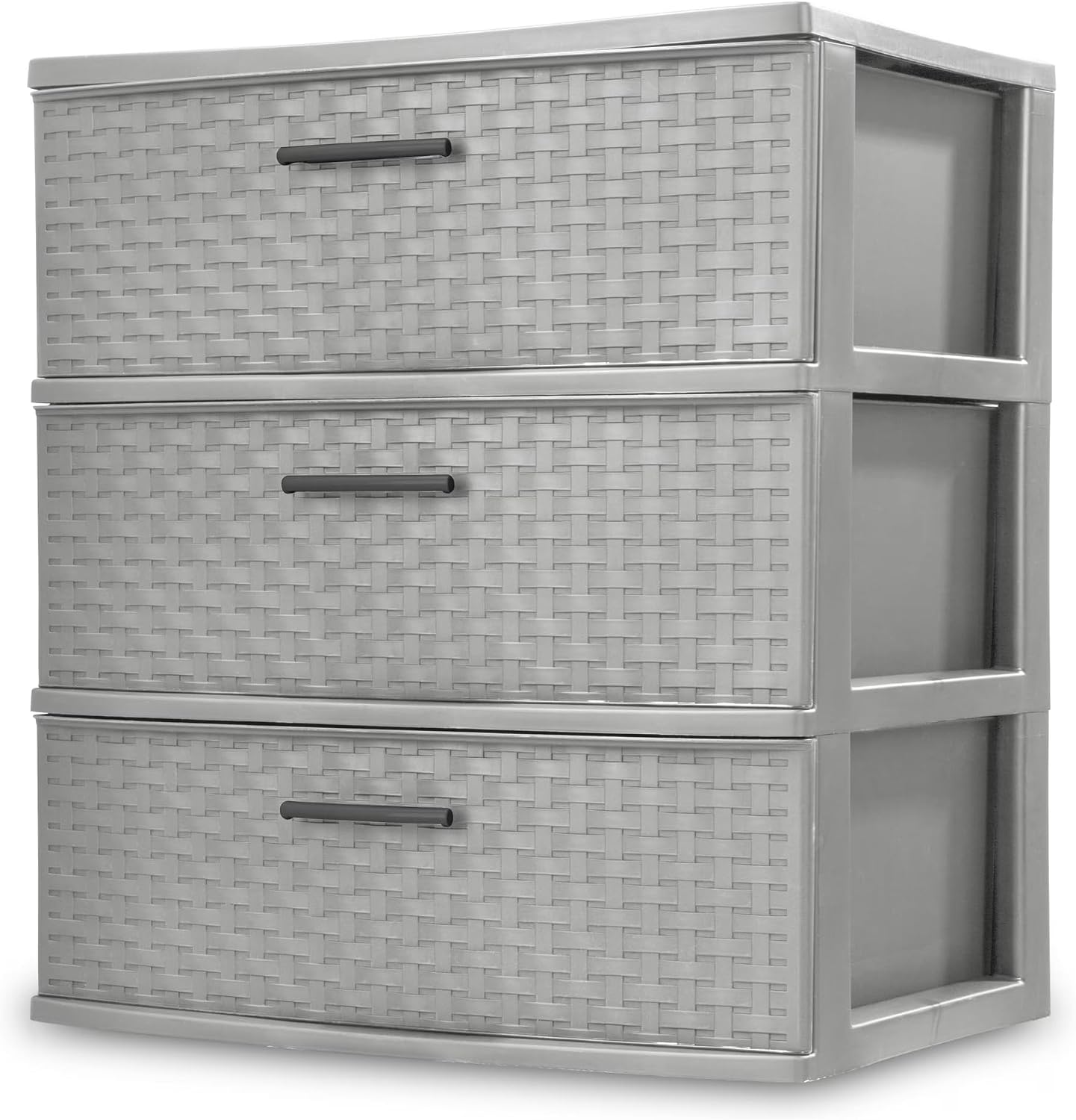 "SEDLAV 3 Drawer Wide Diamond Plastic Storage Cart - Soft Silver Finish, Versatile Storage Solution for Home, Office, or Dorm Rooms"