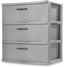 "SEDLAV 3 Drawer Wide Diamond Plastic Storage Cart - Soft Silver Finish, Versatile Storage Solution for Home, Office, or Dorm Rooms"