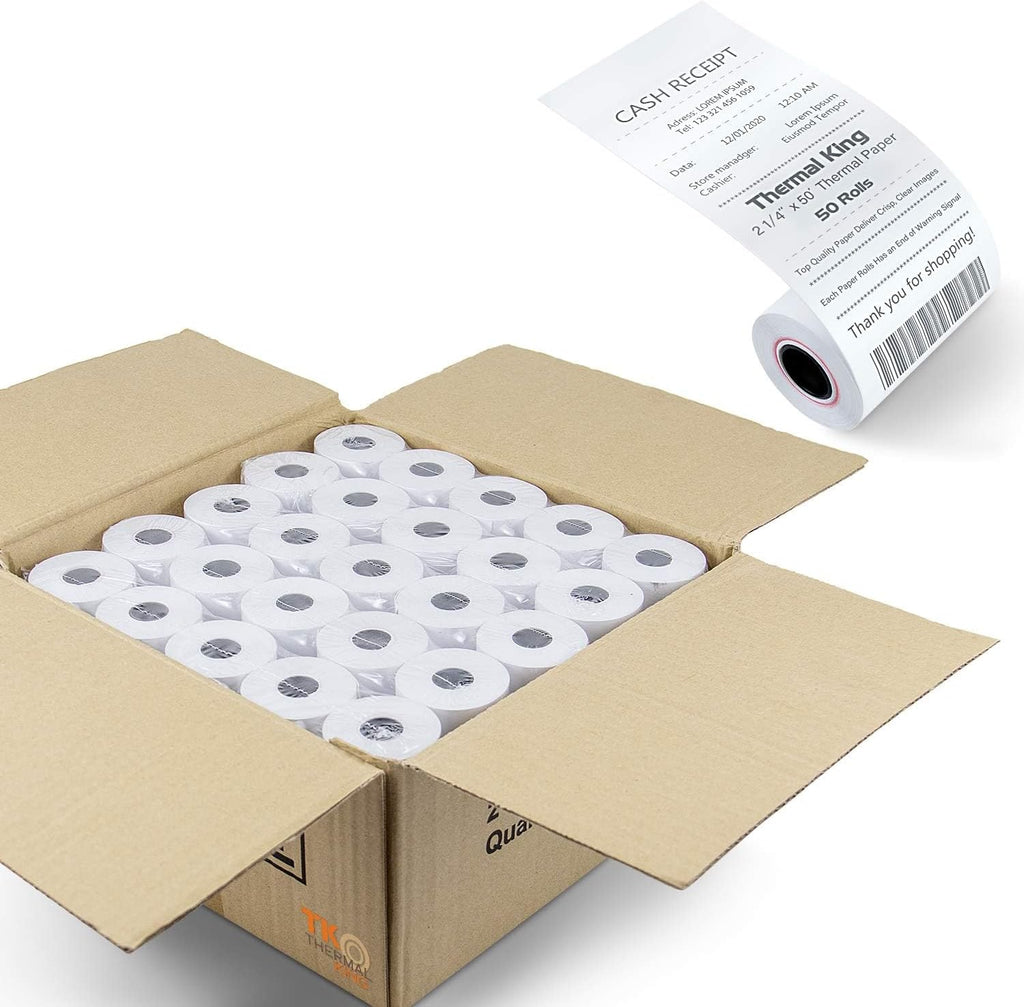 (100 Rolls) 2 1/4" x 50' Thermal Paper, POS Receipt Paper for Retail Business Cash Register, Fits All Credit Card Terminal