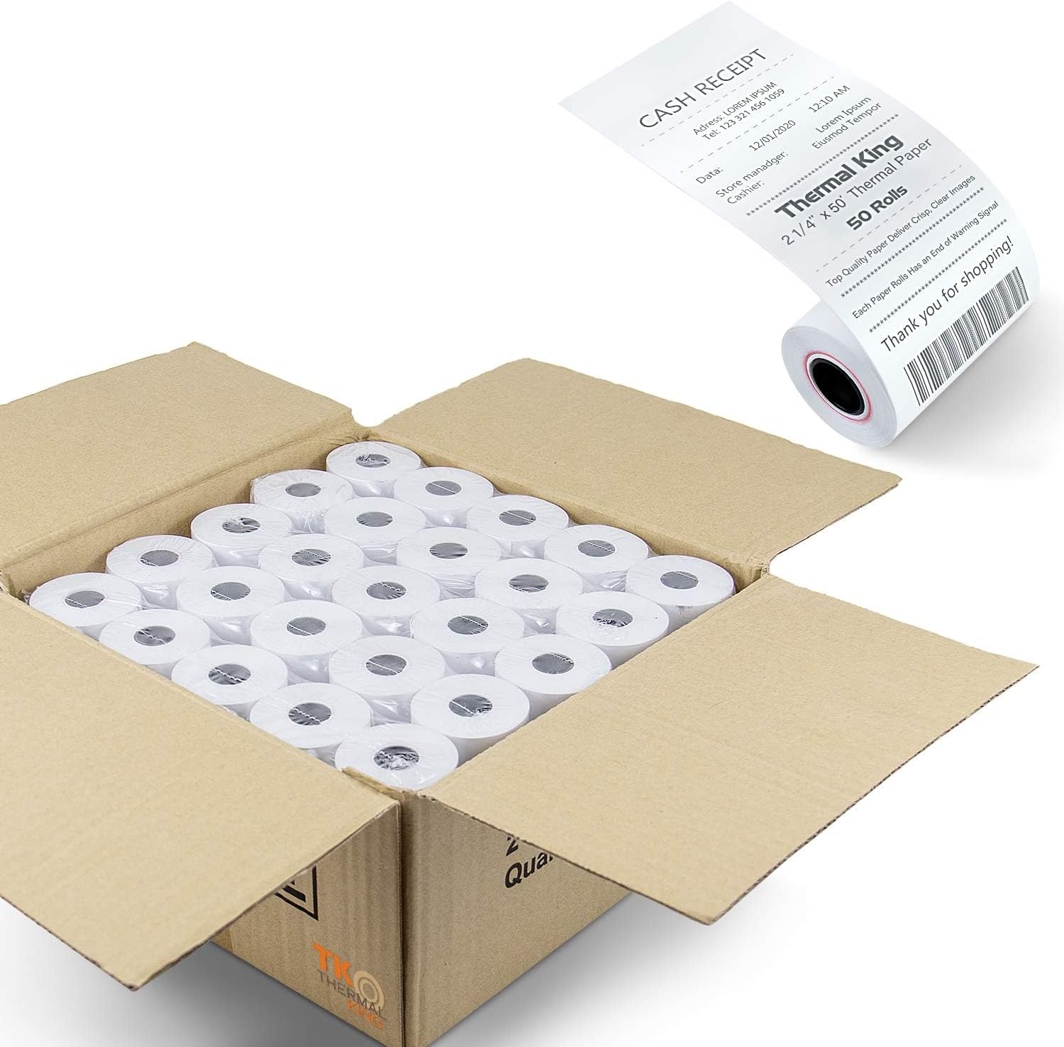 (100 Rolls) 2 1/4" x 50' Thermal Paper, POS Receipt Paper for Retail Business Cash Register, Fits All Credit Card Terminal